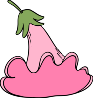 Retro pink flower hat cartoon doodle png