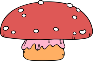 Retro groovy mushroom cartoon doodle png