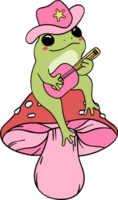 groovy frog with guitar cartoon doodle png