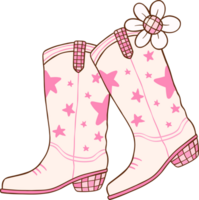 Pink Disco Cowgirl boots Retro Girly Cowboy Doodle Drawing png