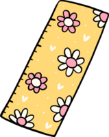 Retro groovy school supplies ruler back to school doodle drawing png
