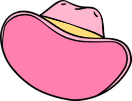 Retro groovy pink cowboy hat cartoon doodle png