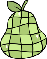 Retro groovy school supplies pear fruit back to school doodle drawing png