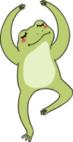 Retro groovy frog dancing cartoon doodle png