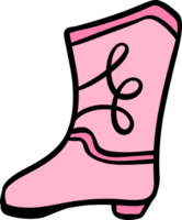 Retro groovy pink cowboy boot cartoon doodle png