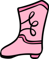 retro groovy Rosa vaqueiro bota desenho animado rabisco png