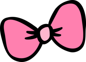 Retro coquette pink bow cartoon doodle png