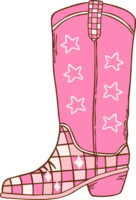 Pink Disco Cowgirl boots Retro Girly Cowboy Doodle Drawing png