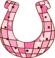 Pink Disco horseshoe Retro Girly Cowboy Doodle Drawing png