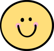 Retro groovy smiling emoji face cartoon doodle png