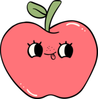 Retro groovy school supplies apple back to school doodle drawing png