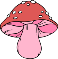 Retro groovy mushroom cartoon doodle png