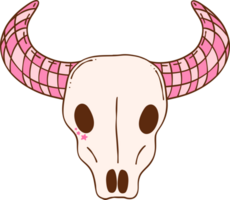 Pink bull skull Disco Cowgirl Retro Girly Cowboy Doodle Drawing png