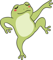Retro groovy frog dancing cartoon doodle png