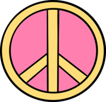 Retro groovy pink peace sign cartoon doodle png