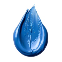 laten vallen van blauw verf. blauw vloeistof pigment geklater en explosie geïsoleerd. blauw verf laten vallen top visie png