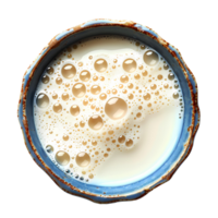 Milk in cup isolated. Cow milk full of calcium top view. Almond milk as vegan option. Oat milk png