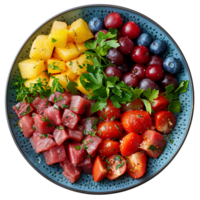 red meat and fruit salad isolated png