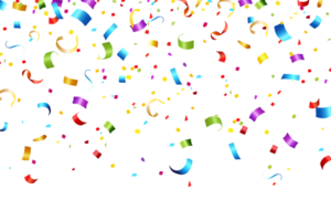 Celebration background with colorful confetti and ribbons. png