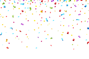 Celebration background with colorful confetti and ribbons. png