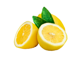 Lemon with leaf isolated png