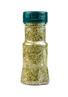 Oregano in a transparent plastic container isolated png