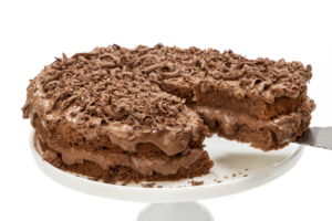 creamy chocolate cake on neutral background png