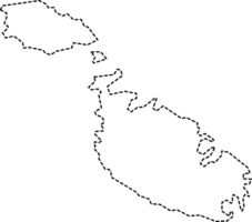 dash line drawing of malta island map. png