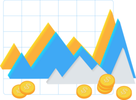 Business Chart Graph, coin 3D element png