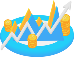 o negócio seta gráfico, moeda 3d elemento png