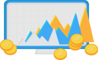 gráfico gráfico estoque mercado, 3d elemento png