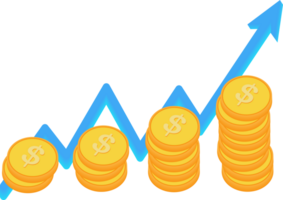 o negócio seta gráfico, moeda 3d elemento png