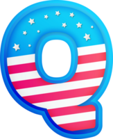 USA Text Effect Alphabet Lettering Q png