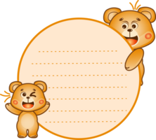 Cartoon characters teddy bear note paper png