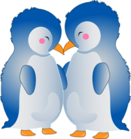 Cute cartoon couple penguin illustration png