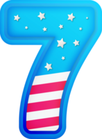 USA Text Effect Alphabet Lettering Number 7 png