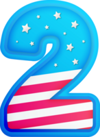 USA Text Effect Alphabet Lettering Number 2 png