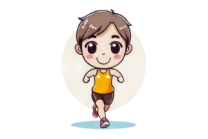 cartone animato ragazza jogging carino festa festa illustrazione cartone animato Immagine kawaii personaggio png