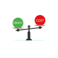 cost and profit scales, concept of compare value png