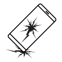 The smartphone falls. Broken screen. linear icon. Line with editable stroke png