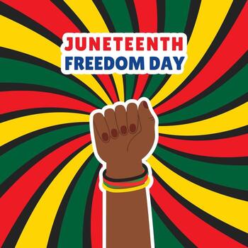 Juneteenth Freedom Day holiday poster. Black hand symbol Independence day nation vector