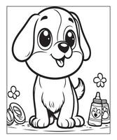 página para colorear de perros para niños vector