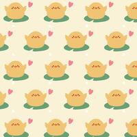 Cute yellow ducks pattern on yellow background vector