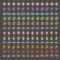 Cute, abstract, colorful decor doodle border graphic set.Set Of Colorful Doodle Borders. vector