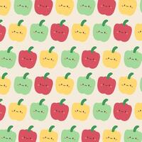 Bell pepper pattern on white background.Yellow, green and red illustration of vegetables. vector