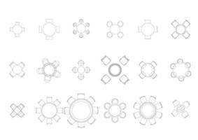 furniture icon interior plan view top set architecture house table line home outline apartment collection isolated layout design project blueprint. vector