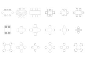 furniture icon interior plan view top set architecture house table line home outline apartment collection isolated layout design project blueprint. vector
