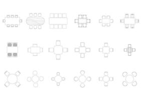 furniture icon interior plan view top set architecture house table line home outline apartment collection isolated layout design project blueprint. vector