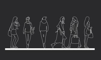 outline people drawing woman illustration. isolated graphic person people isolated sketch simplicity hand drawn human continuous line. people stand design group business concept. vector