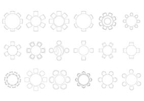 furniture icon interior plan view top set architecture house table line home outline apartment collection isolated layout design project blueprint. vector